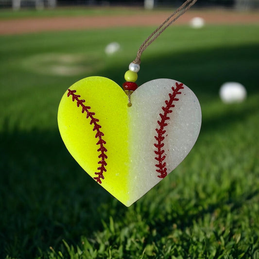 “Mom of Both” Baseball/Softball Heart