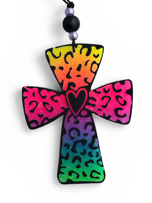 NEW! Leopard Heart Cross