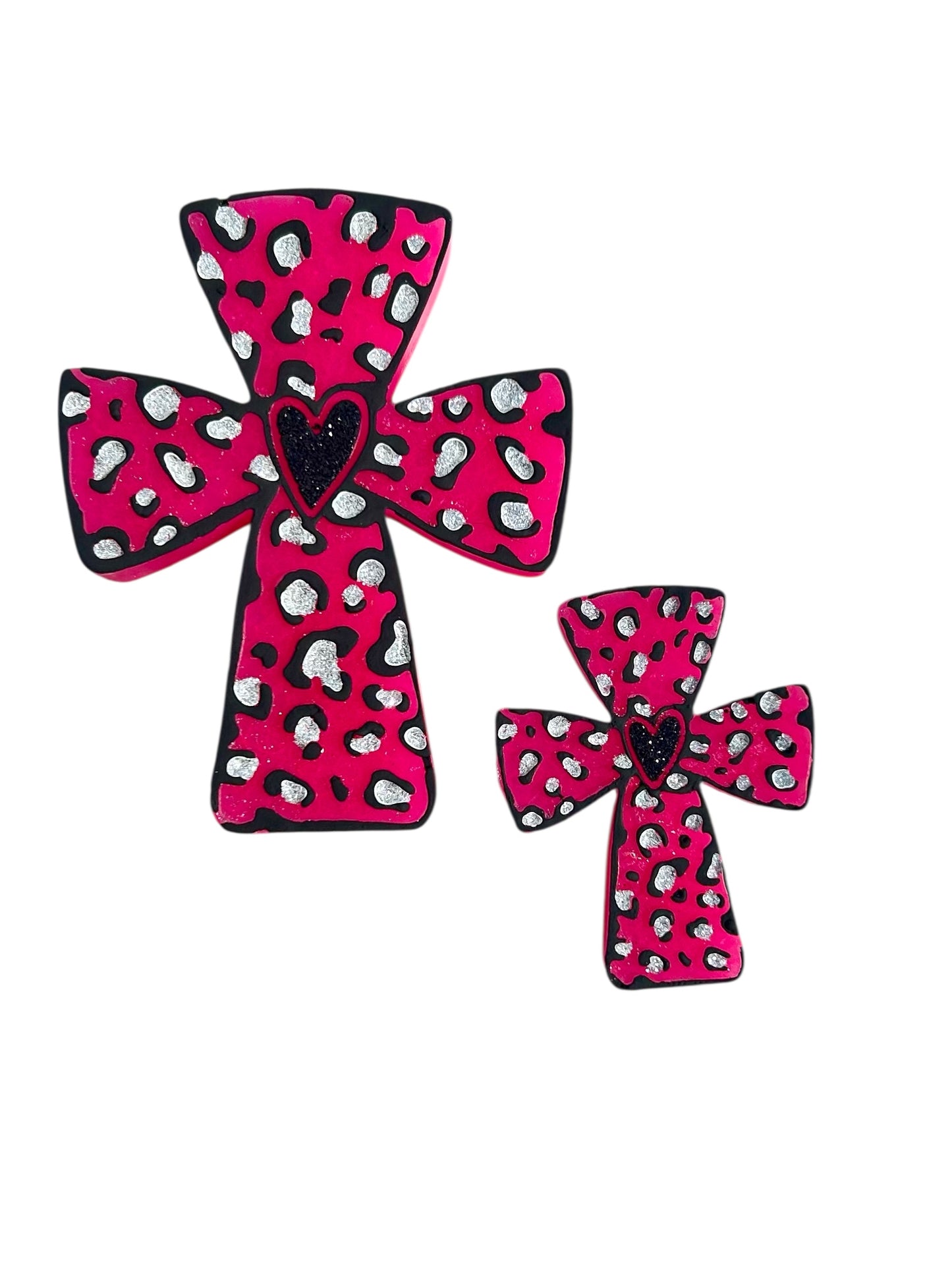 NEW! Leopard Heart Cross Vent Clip
